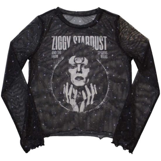 David Bowie - Ziggy V1 Lady Bl Mesh Crop:1Xs