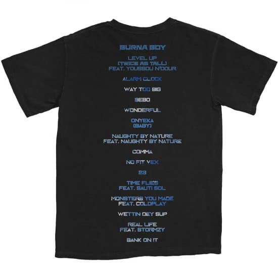 Burna Boy - BURNA BOY UNISEX T-SHIRT: ALBUM TRACKS (BACK PRINT)