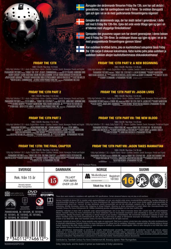 Fredagen den 13:e / 1-8 (8 DVD)