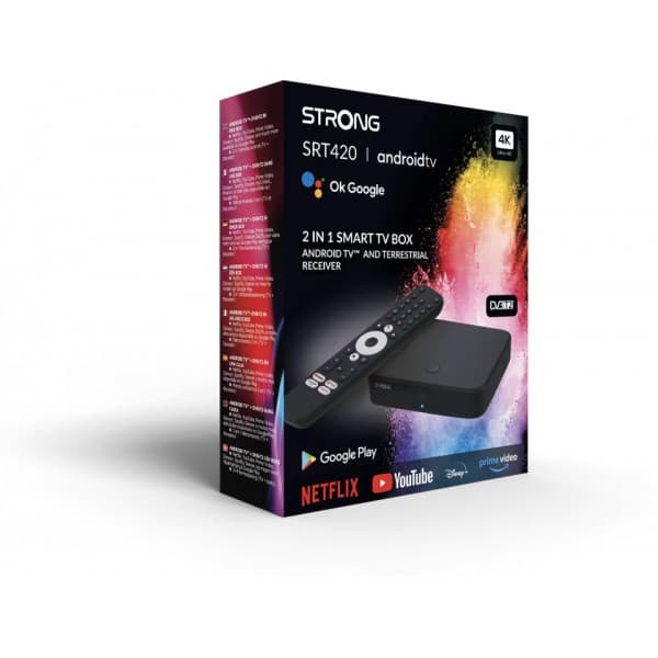 Strong SRT420 4K + DVB-T2 Wi-Fi 4K Google TV medieafspiller/digiboks