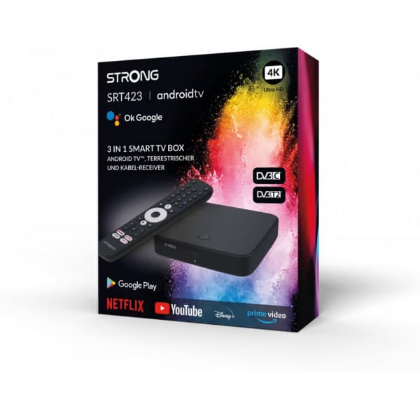 Strong SRT423 4K + DVB-T2/C Wi-Fi 4K Google TV mediaverktyg/digibox