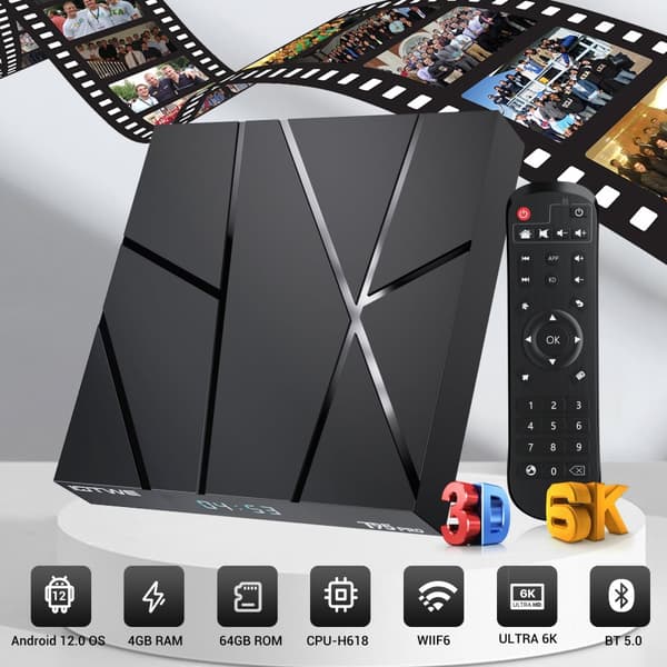 T95PRO Smart TV Box, Android 13.0, 4GB RAM, 32GB Lagerplads