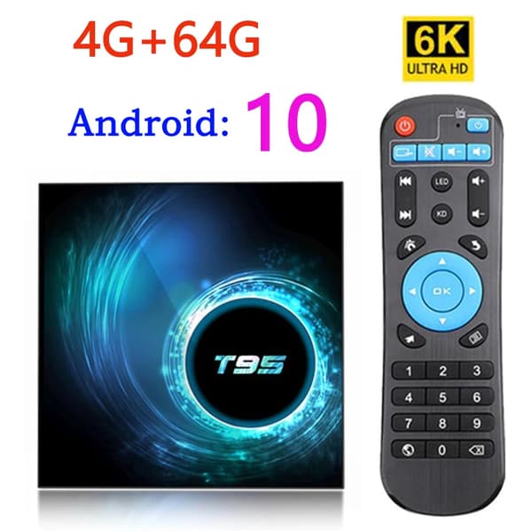 T95 Smart TV Box, Android 10.0, 4GB RAM, 64GB lagring,EU-kontakt, 4GB-32GB