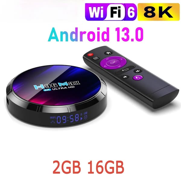 Android TV -boksi, 8K-videon dekoodaus, WiFi6-tuki,2GB 16GB EU-pistoke