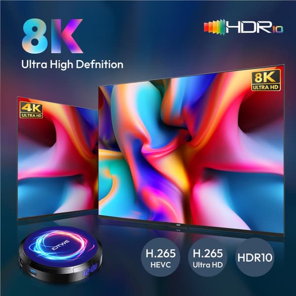 Android TV Box, 8K-utgång, 4GB RAM,EU-kontakt
