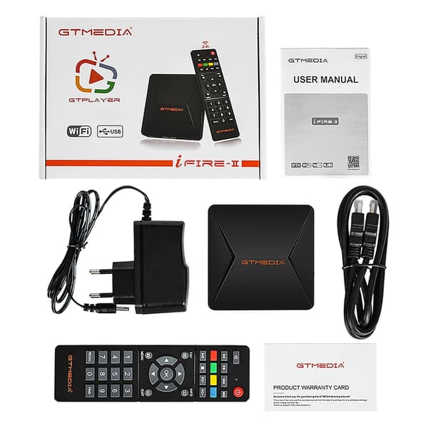 GTMedia Ifire-2 Mottagarbox, Full HD 1080P Stöd, Inbyggd Wi-Fi Anslutning,endast ifire låda, EU-kontakt