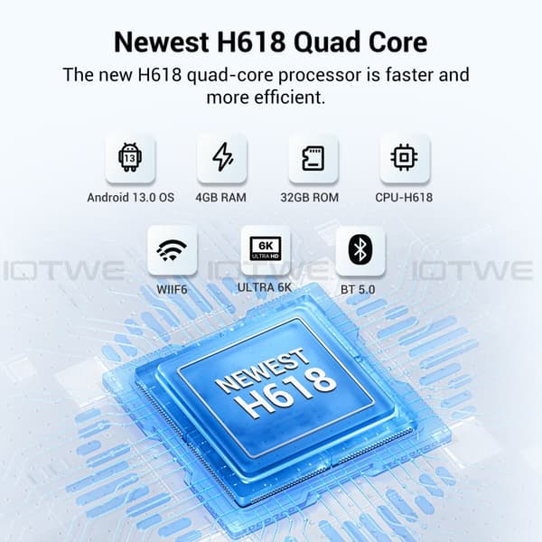 Android TV Box, 4GB RAM, 32GB lagerplads, 6K video support