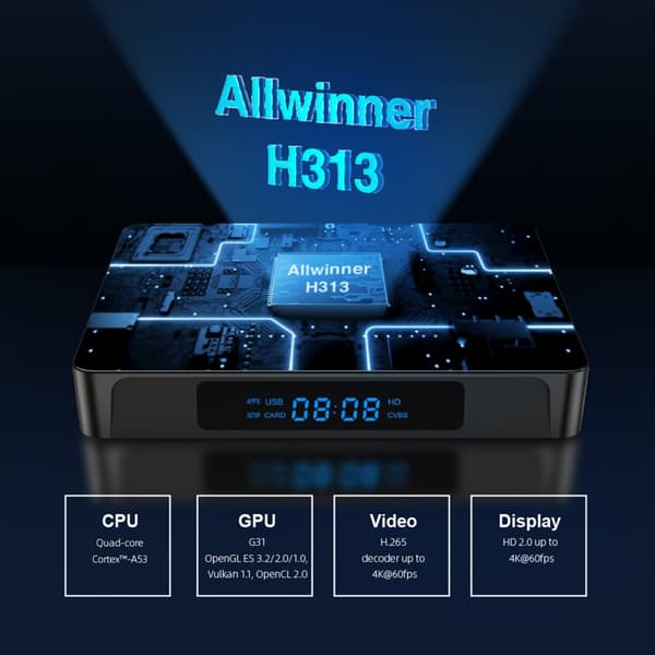 Android Smart TV Box, 1GB RAM, 8GB Lagerplads, UHD 4K Understøttelse,EU 8GB