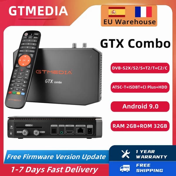 Smart TV Box, 8K output, Android 9.0 med 2GB RAM,GTX Combo, EU stik