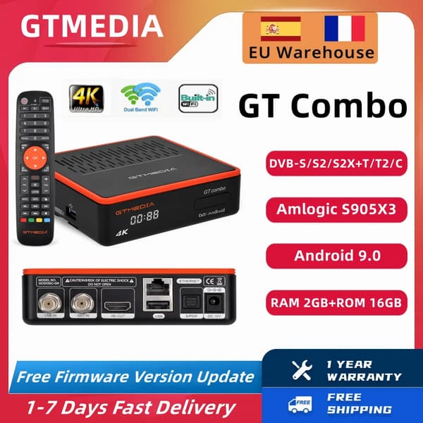 Älykäs TV-laatikko, 8K-ulostulo, Android 9.0, 2GB RAM-muistilla,GT yhdistelmä, EU-pistoke