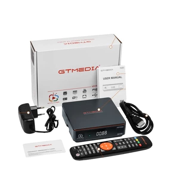 Satellit TV-modtager, 1080P høj opløsning, indbygget WiFi,EU-stik, GTMEDIA V9 Prime