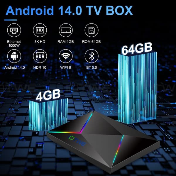 Smart TV-boks, Android OS, 64GB lagerplads