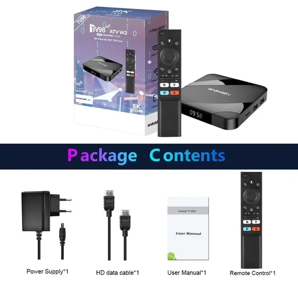 Smart TV Box, 8K-stöd, 4GB DDR4-minne, 64GB intern lagring,8- 128G