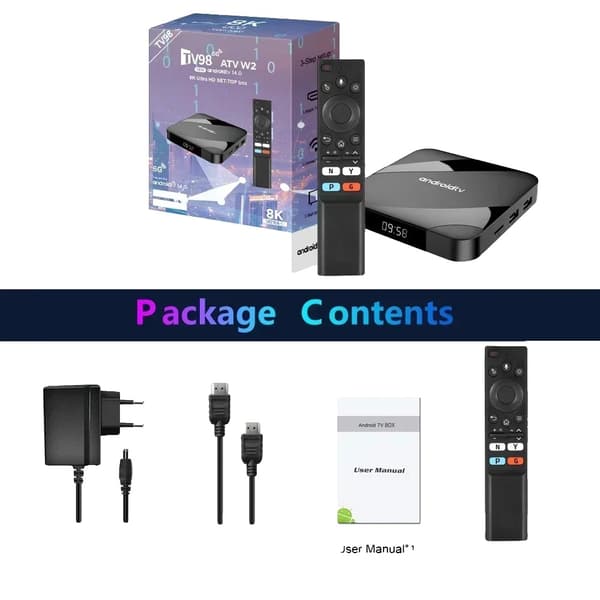 Smart TV Box, 8K-stöd, 4GB DDR4-minne, 64GB intern lagring,8- 128G