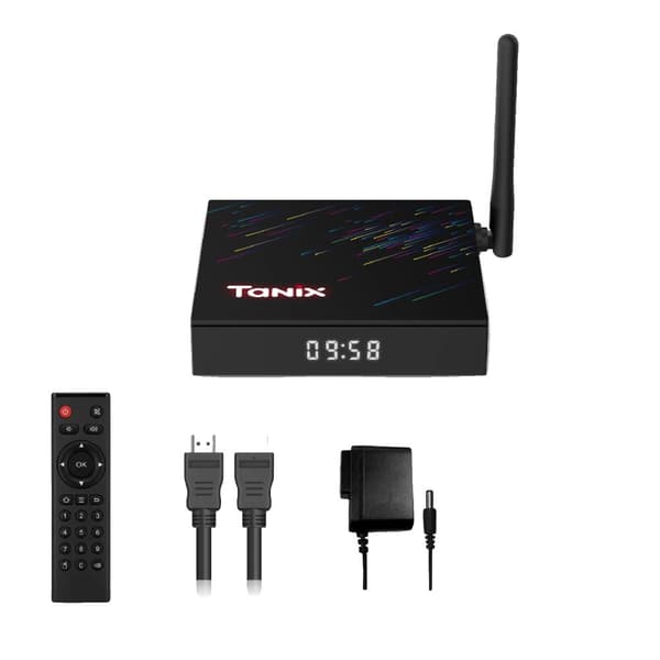 Smart TV Box, Android 12.0, 4K Output, Dual-Band WiFi,sort, EU stik