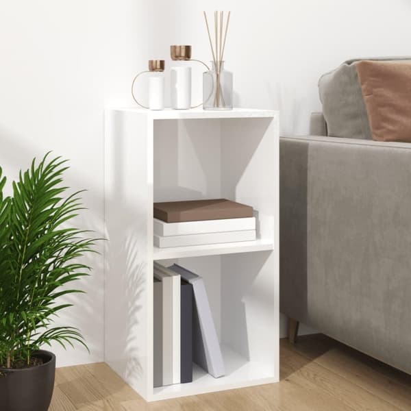 vidaXL Vinylhylla vit högglans 71x34x36 cm konstruerat trä