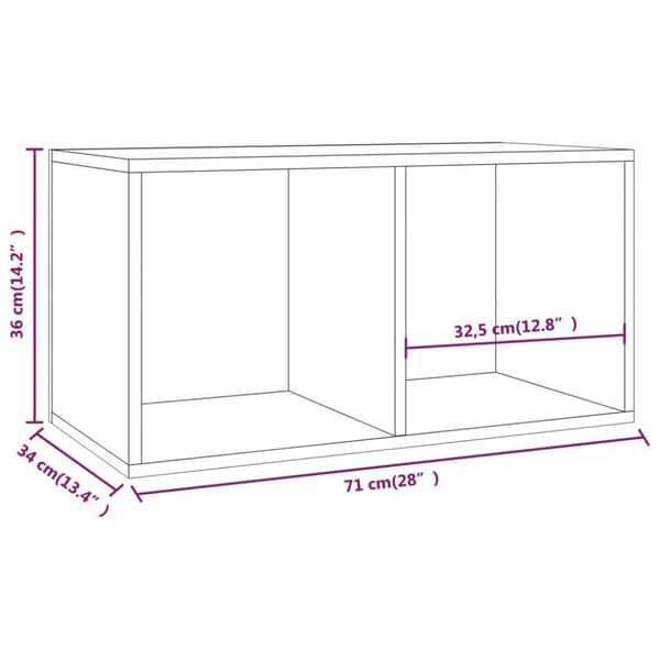 vidaXL Oppbevaringsboks LP hvit 71x34x36 cm konstruert tre