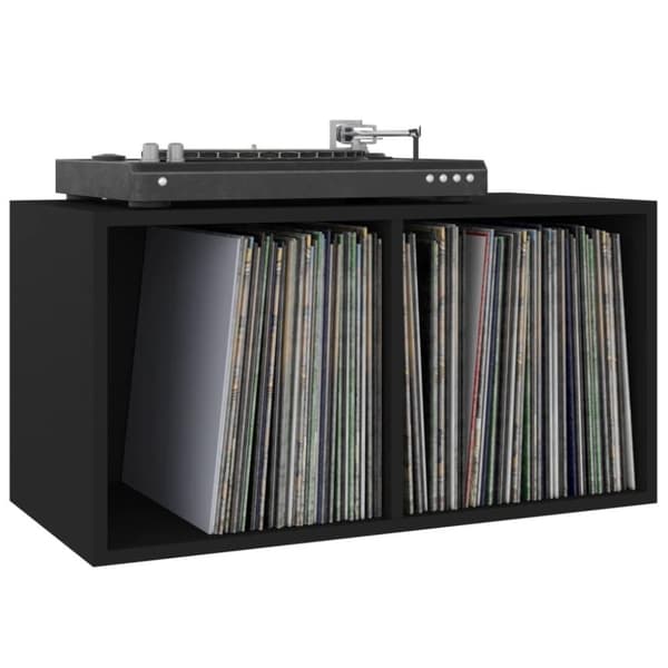 vidaXL Vinylhylla svart 71x34x36 cm konstruerat trä