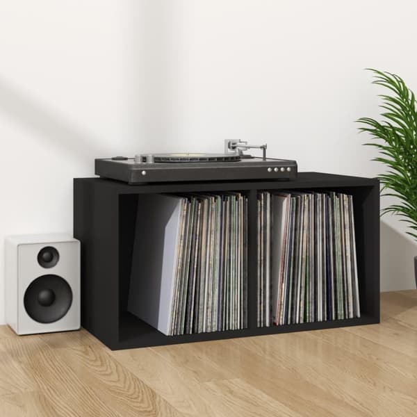 vidaXL Vinylhylla svart 71x34x36 cm konstruerat trä