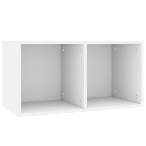vidaXL Vinyylilevyjen säilytyslaatikko valk.71x34x36 cm tekninen puu
