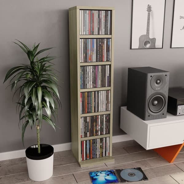 vidaXL CD-hylla sonoma-ek 21x20x88 cm konstruerat trä