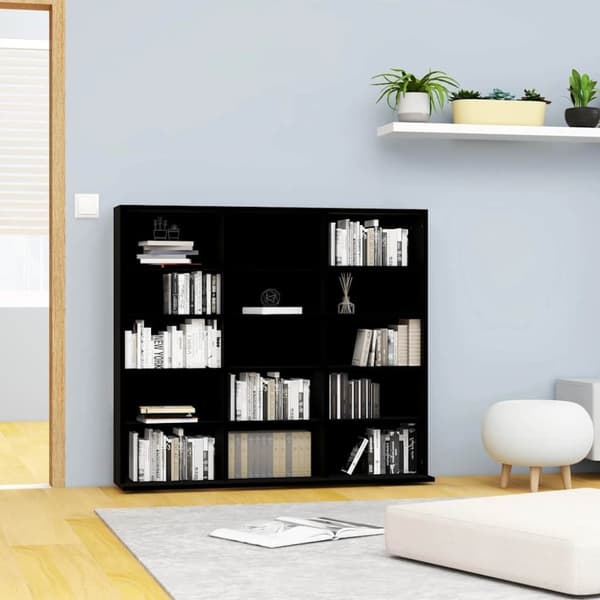 vidaXL CD-hylly musta 102x23x89,5 cm lastulevy