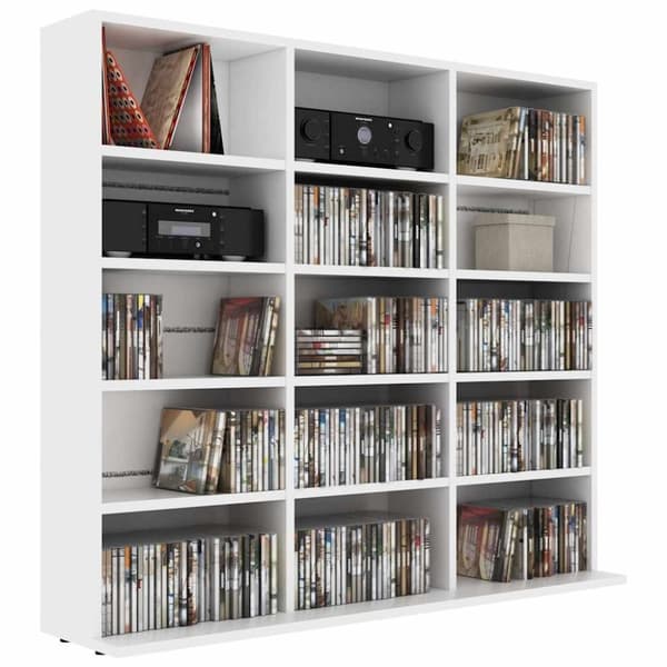 vidaXL CD-hylla vit 102x23x89,5 cm konstruerat trä