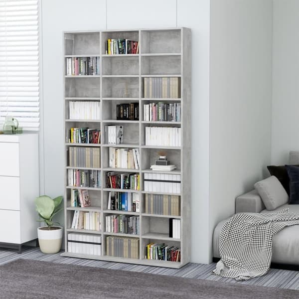 vidaXL CD-hylle betonggrå 102x16x177,5 cm konstruert tre