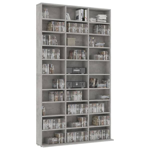 vidaXL CD-hylle betonggrå 102x16x177,5 cm konstruert tre
