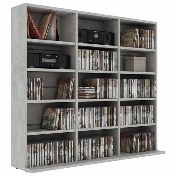 vidaXL CD-skap betonggrå 102x23x89,5 cm sponplate