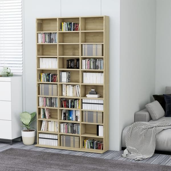 vidaXL CD-hylle sonoma eik 102x16x177,5 cm konstruert tre