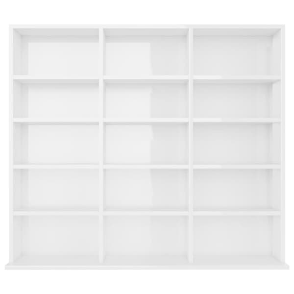 vidaXL CD-skap høyglans hvit 102x23x89,5 cm sponplate