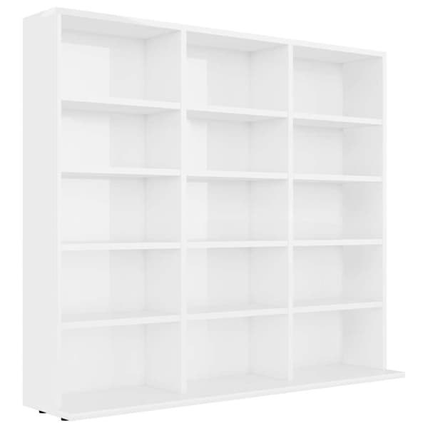 vidaXL CD-skap høyglans hvit 102x23x89,5 cm sponplate