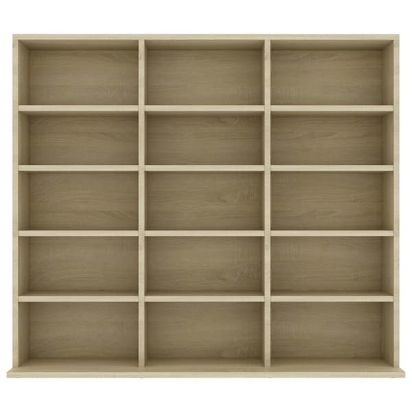 vidaXL CD-hylly Sonoma-tammi 102x23x89,5 cm lastulevy