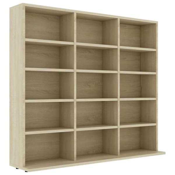 vidaXL CD-hylly Sonoma-tammi 102x23x89,5 cm lastulevy