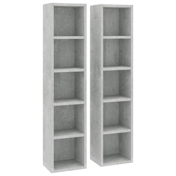 vidaXL CD-skap 2 stk betonggrå 21x16x93,5 cm sponplate