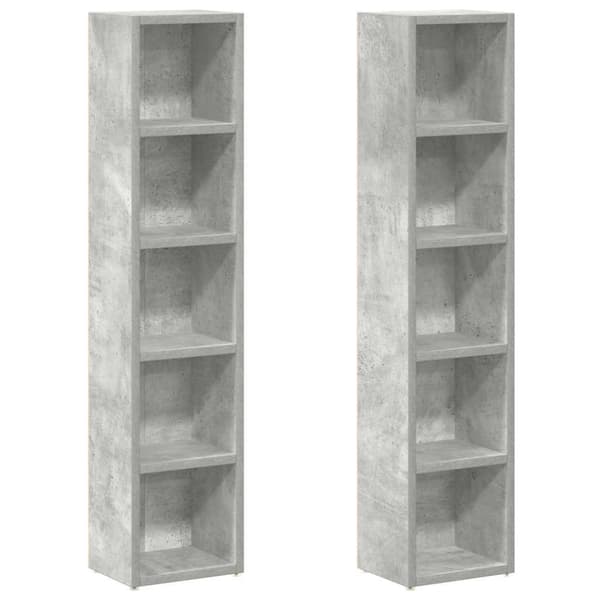 vidaXL CD-skap 2 stk betonggrå 21x16x93,5 cm sponplate