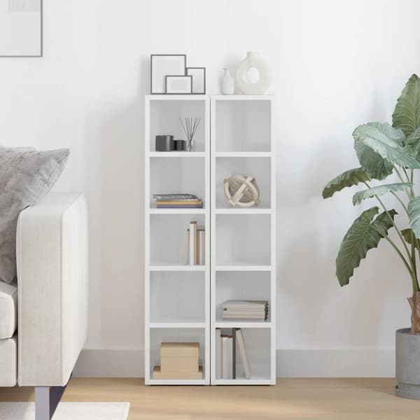 vidaXL CD-reoler 2 stk. 21x16x93,5 cm spånplade hvid højglans
