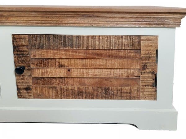 TV -skåp B 114 H 45 cm fast trä Vit mangoträ