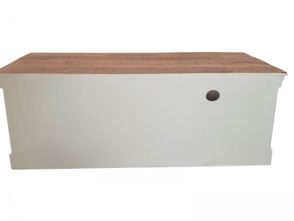 TV -skåp B 114 H 45 cm fast trä Vit mangoträ