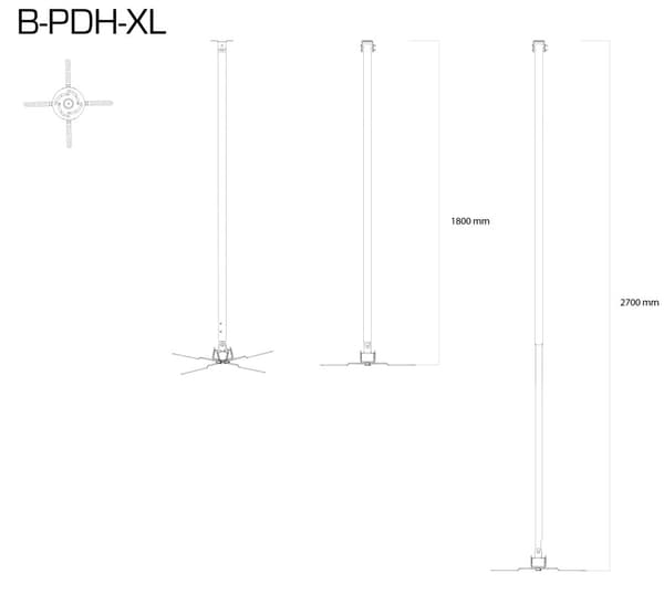 B-PDH XL takfeste til TV , holder til projektor antrasitt.