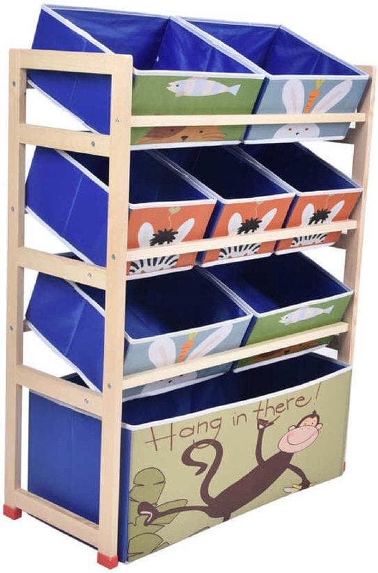 Förvaringsskåp - förvaringsskåp med bakning - barnskåp - 4 lager - barnrumskåp - leksaksställ - leksakskåp - träskåp - 64x28x88cm