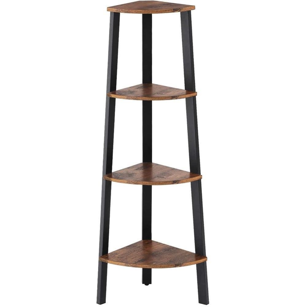 Hörnmöbler / bokhylla med 4 hyllor - 34x34x125cm - svart / vintage brun