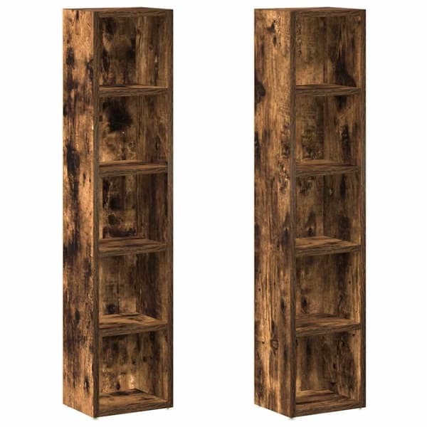 vidaXL CD-skap 2 stk røkt eik 21x16x93,5 cm konstruert tre
