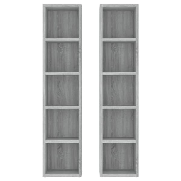 vidaXL CD-hyllor 2 st grå sonoma 21x16x93,5 cm konstruerat trä