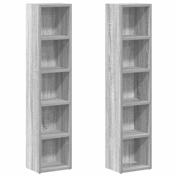 vidaXL CD-skap 2 stk grå sonoma 21x16x93,5 cm konstruert tre