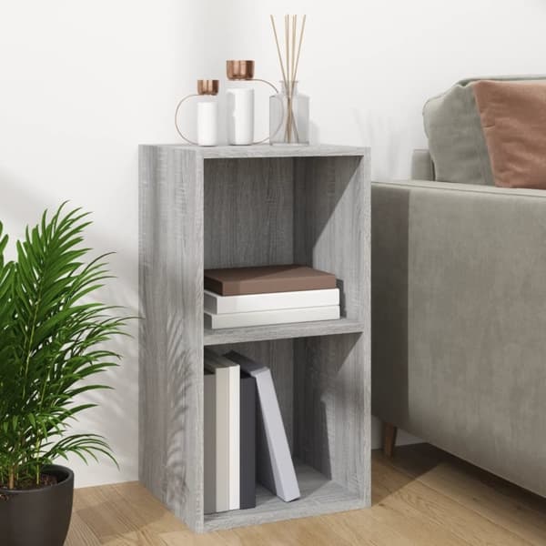 vidaXL Vinyylilevyjen säilytyslaatikko harmaa Sonoma 71x34x36 cm puu