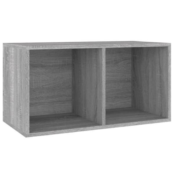 vidaXL Vinyylilevyjen säilytyslaatikko harmaa Sonoma 71x34x36 cm puu
