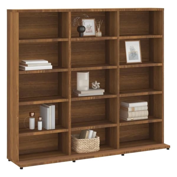 vidaXL cd-reol 102x23x89,5 cm konstrueret træ brun egetræsfarve