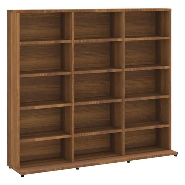 vidaXL cd-reol 102x23x89,5 cm konstrueret træ brun egetræsfarve